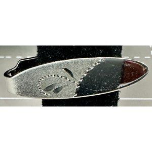 Miniature Sterling Silver Oval Engraved Tie Clip